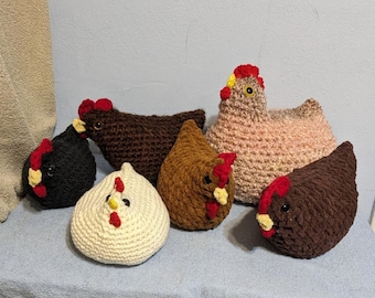 Chicken Stuffed Plush Soft Country Decor Black Tan Brown Choose One