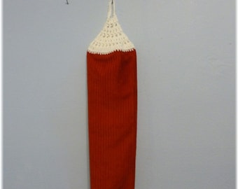 Looped Hanging Towel Brick Red with White Top Bar Mop 16 x 19 Microfiber