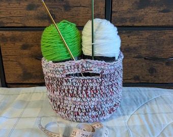 Crochet Catch All Basket Bag Multi Color 8 x 7