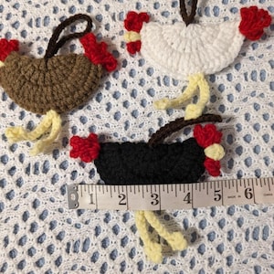 Crocheted Chicken Luggage Tags, Gift Tags, Country Decor, Christmas Ornaments, Car Accessories Handmade Your Choice Set of Three image 7