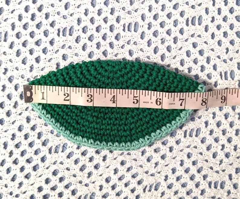 Crocheted Yarmulke Kippot Kippah Frik Cotton Green 8 inches image 3