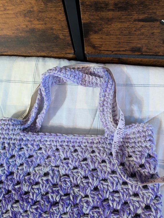 Handmade Crochet Granny Square Tote Bag: Sparkle Gray  display picture 2