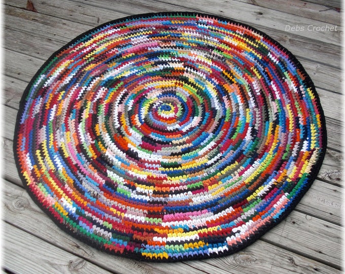 Round Multi Color Rag Rug 50 Inches Etsy