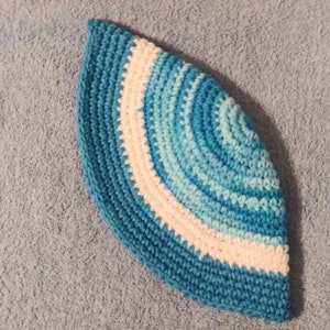 Frik Kippah Kippot Yarmulke Cotton Crochet Unisex Men Adult Teen Extra Large Passover White and Blue 10 inches