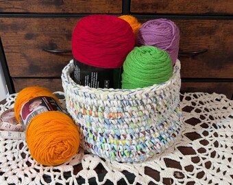Crochet Basket, Multicolor, Storage, Yarn Bowl 11 x 8 inches