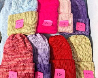 Double Thick Beanie Machine Knit Winter Hat Choice of Color Warm and Stretchy