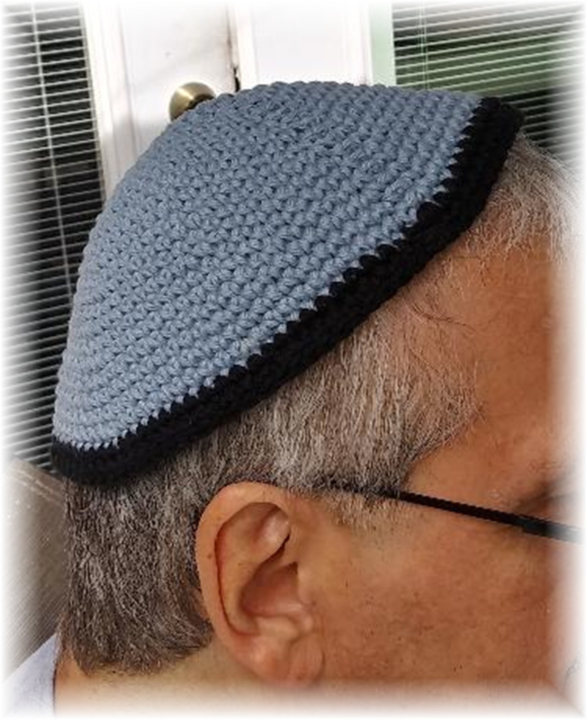 Yarmulke Kippot Kippah Frik Crocheted Cotton Shades of Blue Etsy