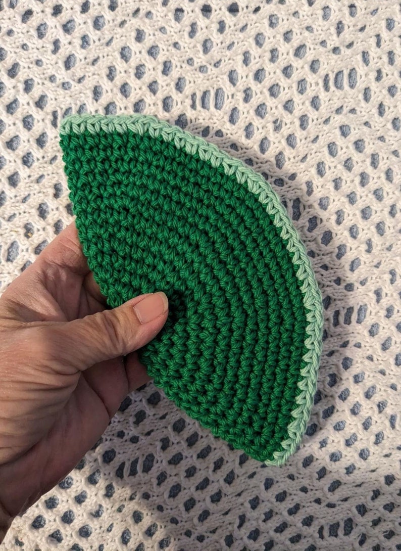 Crocheted Yarmulke Kippot Kippah Frik Cotton Green 8 inches image 2