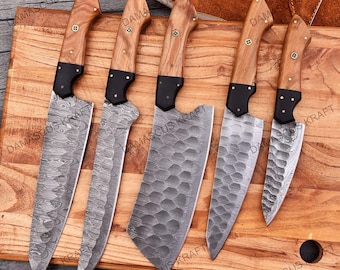Ensemble de chef en acier damas, ensemble de chef damas forgé à la main, couteau de chef damas, couteau de cuisine, ensemble de couteaux pour barbecue en acier damas faits main cadeau HOMME