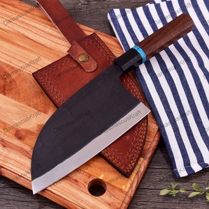 Hand Forged D2 Steel Serbian Cleaver Knife, Cleaver Chef Knife, Serbian Knives,  Meat Chopper, Best Knife gift for Men, Birthday Gift USA