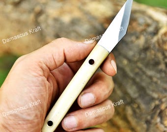 Custom Handmade Easy To Carry Kiridashi Utility Knife, Neck Knife, Camping Knife, Kiridashi Knives, Gift for Men, Gift for Him, USA Knives