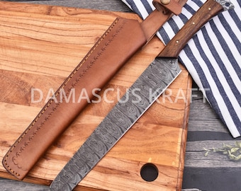 Damascus Steel Brisket Knife, Kitchen Knives, Brisket Knives, Hand Forged Chef knives, Japanese Chef Knives, BBQ Knives, Gift for men USA