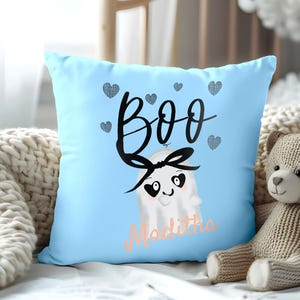 Almohada con fantasma, almohada personalizada, Halloween, funda de almohada con nombre, almohada para nacimiento, almohada de regalo, almohada para nacimiento
