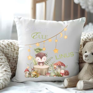 Almofada fofinha coruja noturna, almofada personalizada, fronha com nome, para nascimento, aniversário, batismo, travesseiro de presente