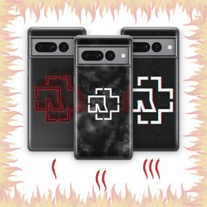 Funda de teléfono Rammstein 1 para Google Pixel 6, 6A, 7, 7A, 8, 8A, 9, 9A Pro XL, con tema de banda de música metal industrial alemán y canciones de punk rock.