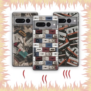 Kassette 1 Telefon Fall Abdeckung für Google Pixel 6 6A 7 7A 8 8A 9 9A Pro XL Modelle Vintage Tape Audio Mono Stereo Kassettenrekorder Musik