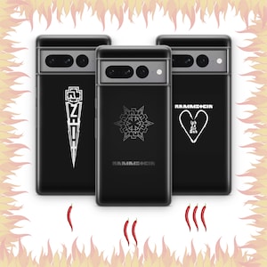 Funda de teléfono Rammstein 7 para Google Pixel 6, 6A, 7, 7A, 8, 8A, 9, 9A Pro XL, con tema de banda de música metal industrial alemán y canciones de punk rock.