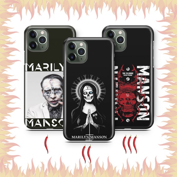 Marilyn Manson 7 Phone Case Cover for Apple iPhone 11 12 13 14 15 16 PRO Plus Mini MAX Model American Rock Band Musician Metal Music Freaky Etsy