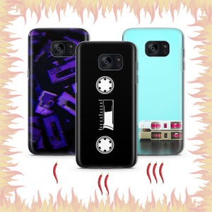 Cassette 9 Handytasche Hülle für Samsung Galaxy S5 S6 S7 S8 S9 Edge Plus LTE NEO Modelle Vintage Tape Audio Stereo Taperecorder Vynil Musik