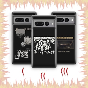 Funda para teléfono Rammstein 9 para Google Pixel 6, 6A, 7, 7A, 8, 8A, 9, 9A Pro XL, con tema de banda de música metal industrial alemán y canciones de punk rock.