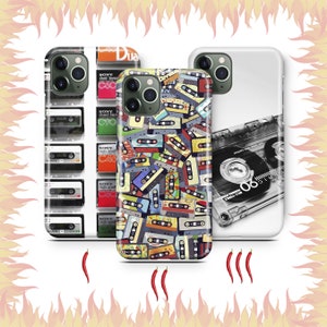 Kassette 5 Telefon Fall Abdeckung für Apple iPhone 11 12 13 14 15 16 PRO PLUS MiNI MAX Modell Vintage Tape Audio Mono Stereo Kassettenrekorder Musik