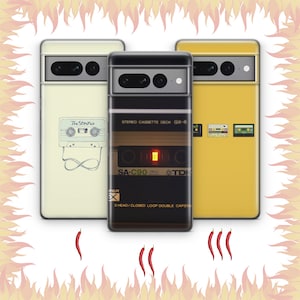Cassette 8 Phone Case Cover für Google Pixel 6 6A 7 7A 8 8A 9 9A Pro XL Modelle Vintage Tape Audio Mono Stereo Kassettenrekorder Musik