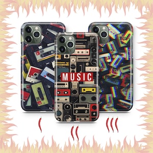 Kassette 4 Telefon Fall Abdeckung für Apple iPhone 11 12 13 14 15 16 PRO PLUS MiNI MAX Modell Vintage Tape Audio Mono Stereo Kassettenrekorder Musik