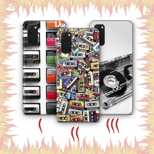 Cassette 5 Handytasche Hülle für Samsung Galaxy S20 S21 S22 S23 S24 FE S25 Plus Ultra Modelle Vintage Tape Audio Stereo Kassettenrekorder Musik