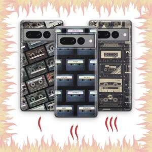 Cassette 6 Phone Case Cover für Google Pixel 6 6A 7 7A 8 8A 9 9A Pro XL Modelle Vintage Tape Audio Mono Stereo Kassettenrekorder Musik