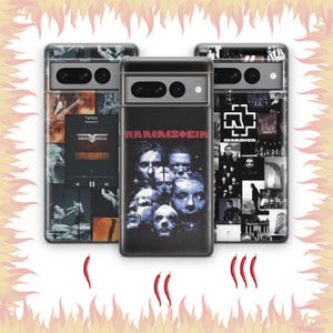 Funda de teléfono Rammstein 2 para Google Pixel 6, 6A, 7, 7A, 8, 8A, 9, 9A Pro XL, con tema de banda de música metal industrial alemán y canciones de punk rock.