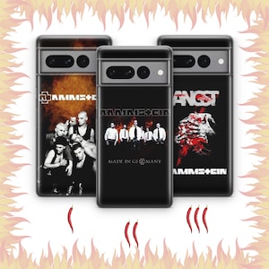Funda de teléfono Rammstein 5 para Google Pixel 6, 6A, 7, 7A, 8, 8A, 9, 9A Pro XL, con tema de banda de música metal industrial alemán y canciones de punk rock.