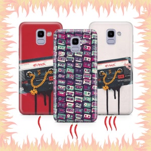 Kassette 2 Telefon Fall Abdeckung für Samsung Galaxy A3 A5 A6 A7 A8 J3 J5 J6 J7 Modelle Vintage Tape Audio Stereo Mono Tape Violet Musik Kassette
