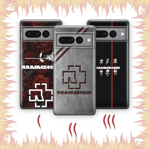 Funda de teléfono Rammstein 6 para Google Pixel 6, 6A, 7, 7A, 8, 8A, 9, 9A Pro XL, con tema de banda de música metal industrial alemán y canciones de punk rock.