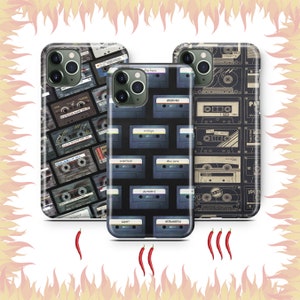 Cassette 6 Phone Case Cover für Apple iPhone 11 12 13 14 15 16 PRO PLUS MiNI MAX Modell Vintage Tape Audio Mono Stereo Taperecorder Musik