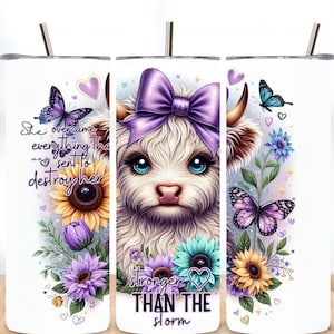 Highland Cow Tumbler Wrap, 20oz Skinny Sublimation Tumbler Design, Affirmation Sublimation Wrap, Floral Inspirational Tumbler PNG Downloads