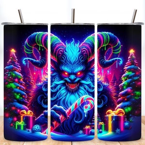 Spooky Christmas Krampus Tumbler, Festive Holiday Horror 20oz Wrap PNG, Sublimation Art Design, Digital Download, Halloween Xmas