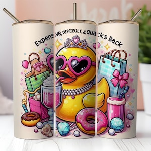 Sassy Rubber Duck Tumbler Wrap PNG iced coffee 20 oz Skinny Tumbler Sublimation Design funny shopping trip PNG Digital Download Instant
