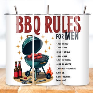Funny BBQ Tumbler Wrap, Beer 20 Oz Skinny Sublimation Tumbler PNG, BBQ Rules Tumbler Design, Father&#39;s Day Tumbler png Digital File Download