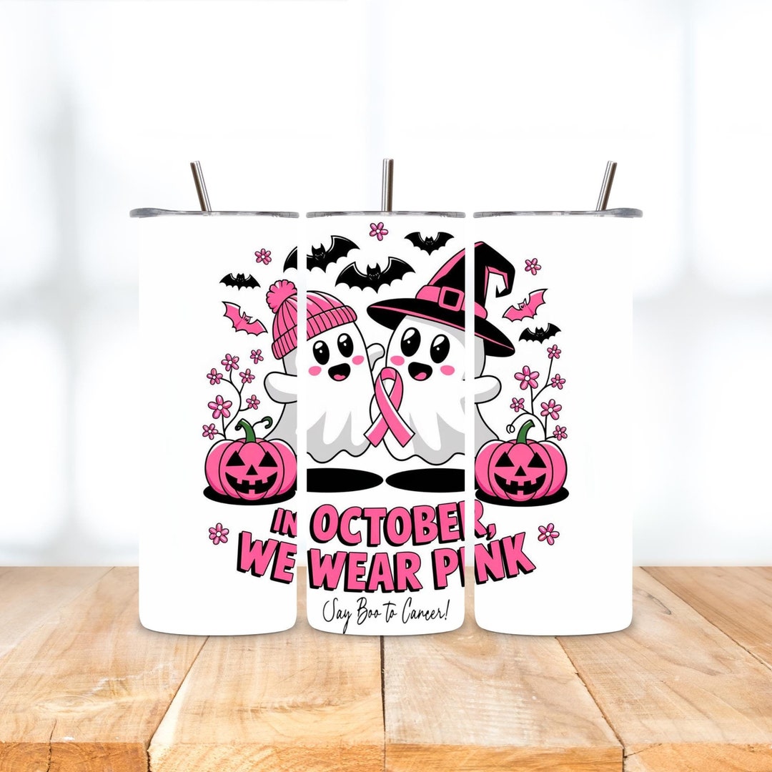 October Boo In October We Wear Pink Ghost PNG Breast Cancer Awareness Clipart ...