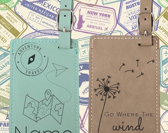 Custom Luggage Tag for Traveling Leather ID Tag Personalized Bag Tag