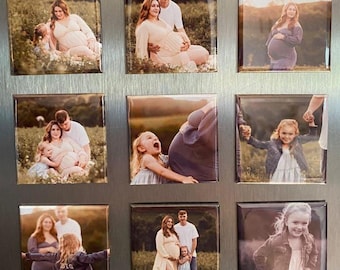 Custom Photo Magnet Set: Family Memory Tile, Fridge Art Display (9-Piece Set)
