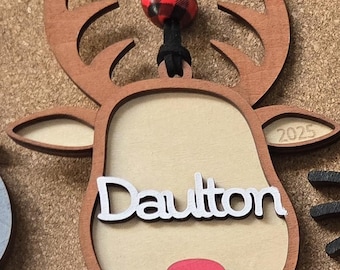 Personalized Family Name Ornament: Hand-Painted Basswood Christmas Tree Decoration