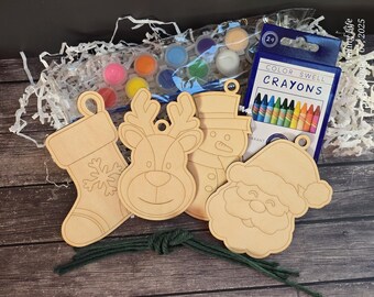 DIY Holiday Ornament Kits, Paint or color your own ornaments with the included supplies