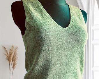 Tank Top aus hellgrüner, Cashwool extra weicher, nicht juckender Baumwolle