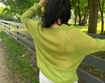 Suéter de mohair para mujer verde lima