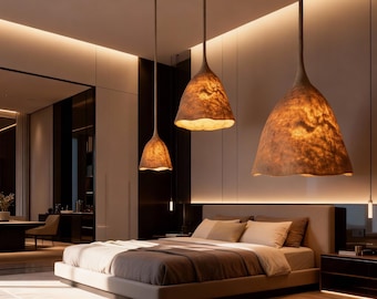 Lámpara colgante de fieltro de lana hecha a mano – Iluminación bohemia minimalista