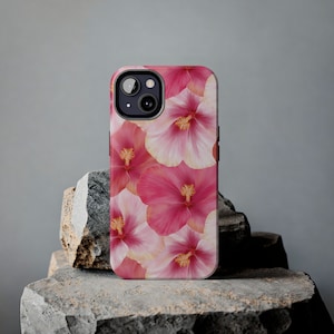 Pink Hibiscus Pattern Phone Case - Tropical Floral Design | Pink Hibiscus Floral Phone Case | Hibiscus phone protector | Iphone & Samsung