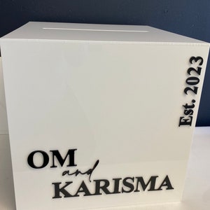 Boîte enveloppe personnalisée en acrylique blanc pour mariage/événement