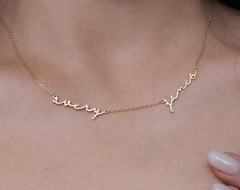 Two Name Handwriting Necklace, Signature Script Necklace, Double Name Necklace, Family Name, Christmas Gift for Twin, Baby Shower Gift