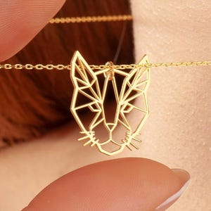 Sterling Silver Geometric Tiger Necklace: Origami Animal Pendant
